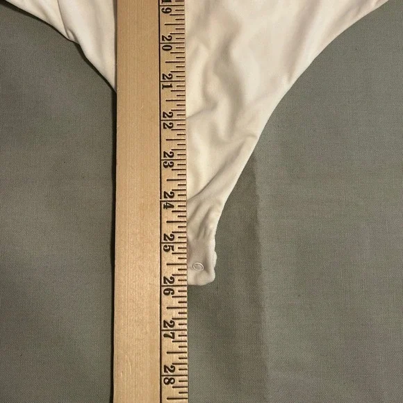 White Bodysuit Sheer Mesh Long Sleeve Mock Neck Top Womens size small - Picture 12 of 12